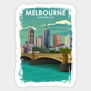 Melbourne Vintage Minimal Australia Travel Poster Sticker